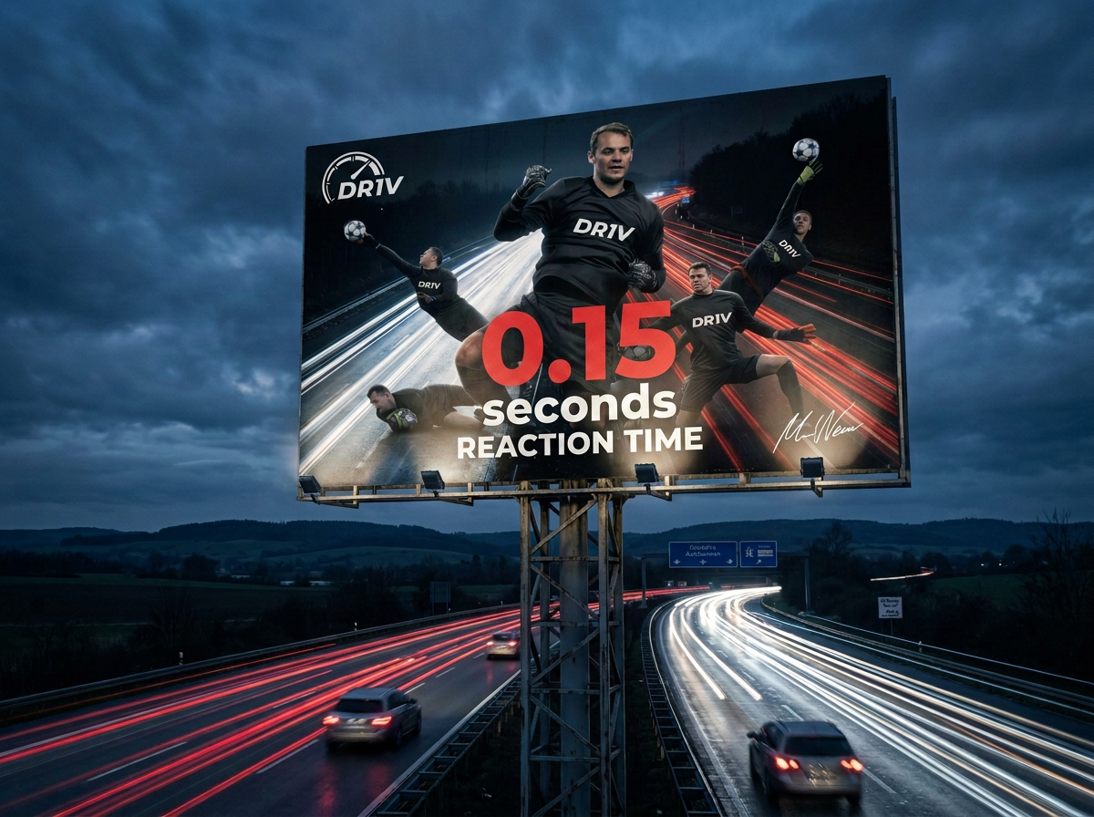 DRIV ✕ Manuel Neuer autobahn billboard mock-up